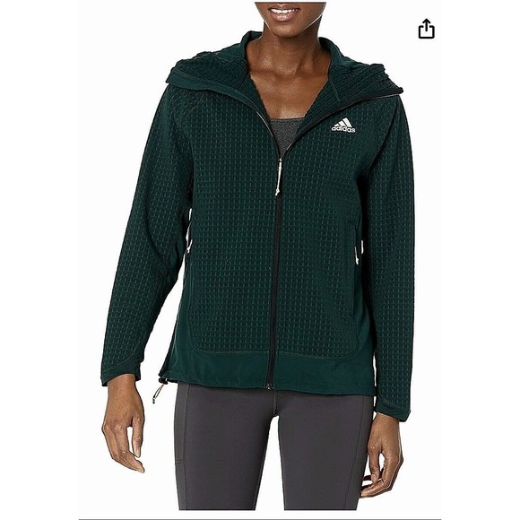 NWT Adidas Sm X-City Soft Shell Hooded Running Jacket Shadow Green - Picture 3 of 11